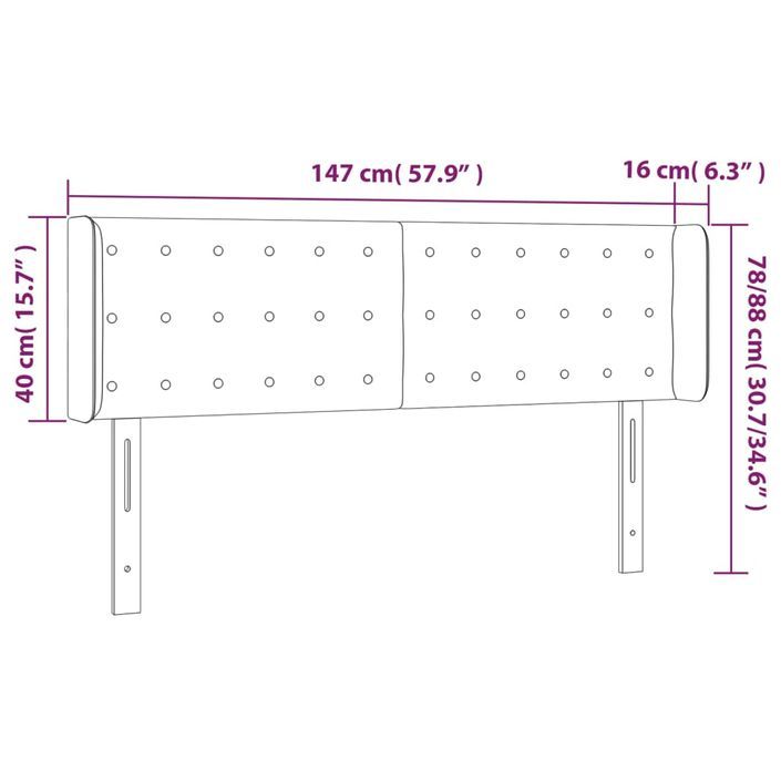 Tête de lit avec oreilles Crème 147x16x78/88 cm Tissu - Photo n°9