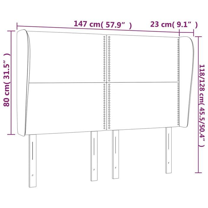 Tête de lit avec oreilles Crème 147x23x118/128 cm Tissu - Photo n°9