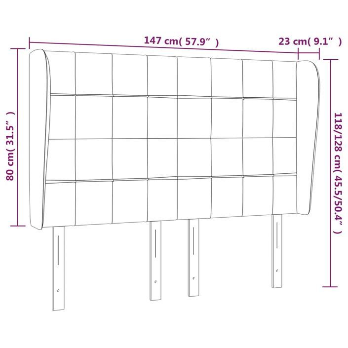 Tête de lit avec oreilles Crème 147x23x118/128 cm Tissu - Photo n°9