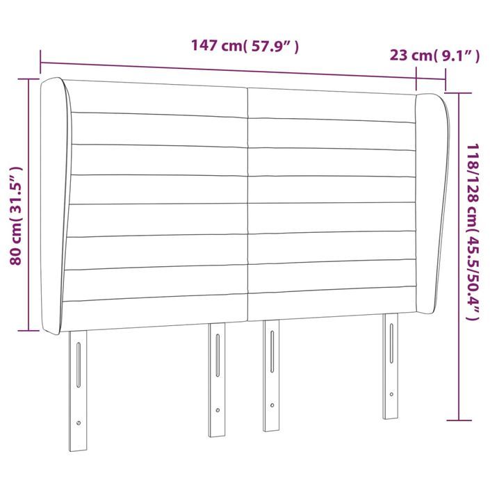 Tête de lit avec oreilles Crème 147x23x118/128 cm Tissu - Photo n°9