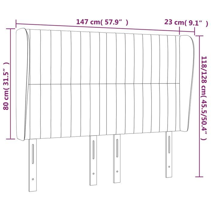 Tête de lit avec oreilles Crème 147x23x118/128 cm Tissu - Photo n°9