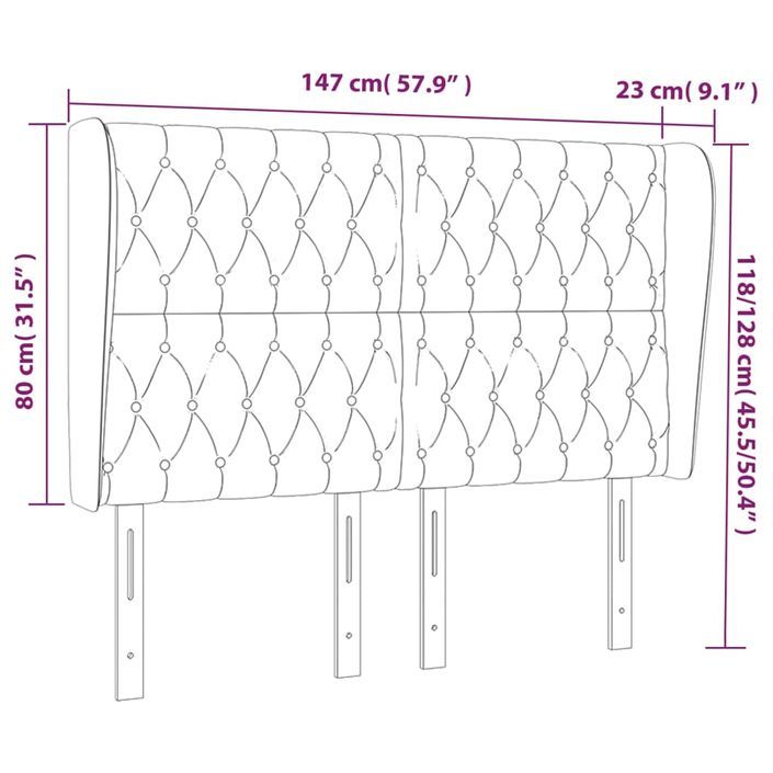 Tête de lit avec oreilles Crème 147x23x118/128 cm Tissu - Photo n°9