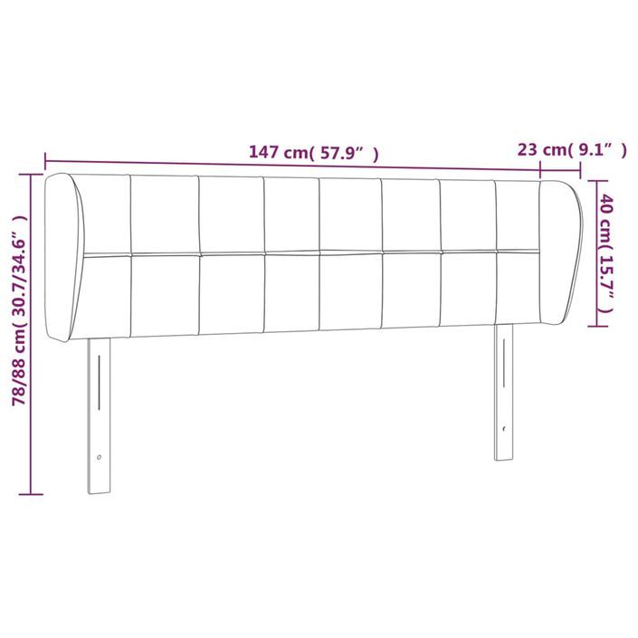 Tête de lit avec oreilles Crème 147x23x78/88 cm Tissu - Photo n°9