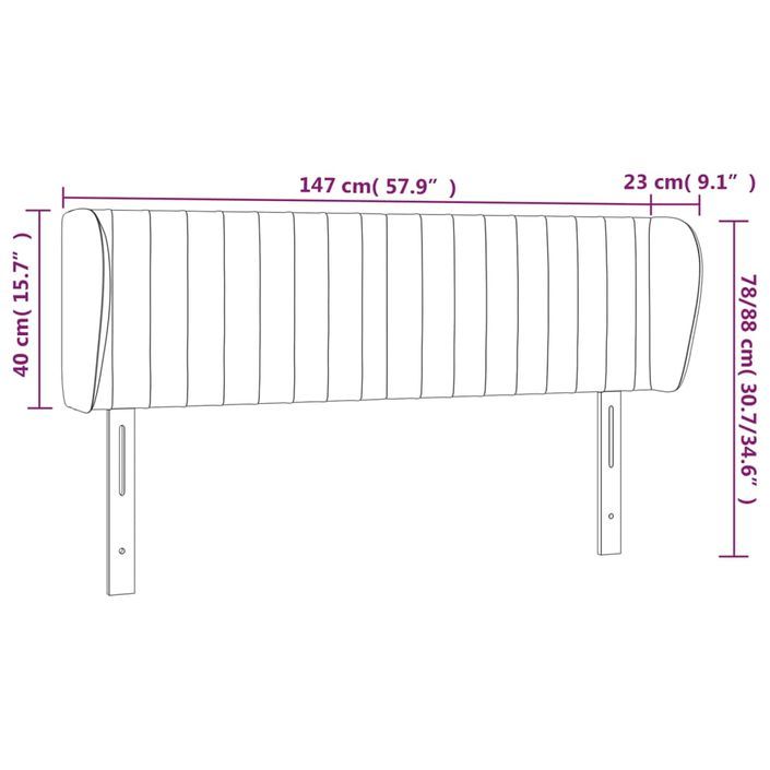 Tête de lit avec oreilles Crème 147x23x78/88 cm Tissu - Photo n°9