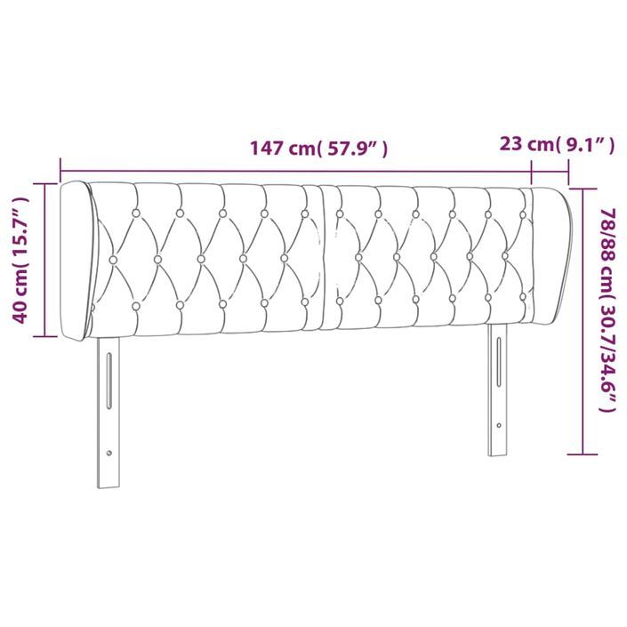 Tête de lit avec oreilles Crème 147x23x78/88 cm Tissu - Photo n°9