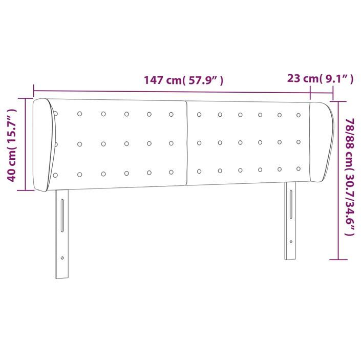 Tête de lit avec oreilles Crème 147x23x78/88 cm Tissu - Photo n°9