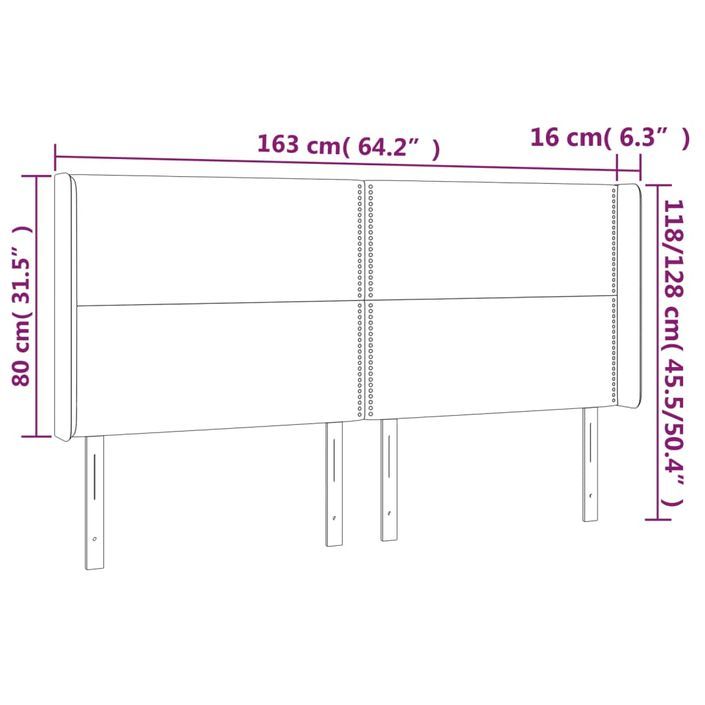 Tête de lit avec oreilles Crème 163x16x118/128 cm Tissu - Photo n°9