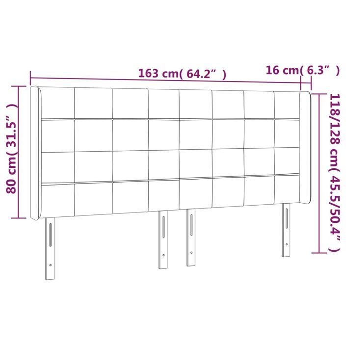 Tête de lit avec oreilles Crème 163x16x118/128 cm Tissu - Photo n°9