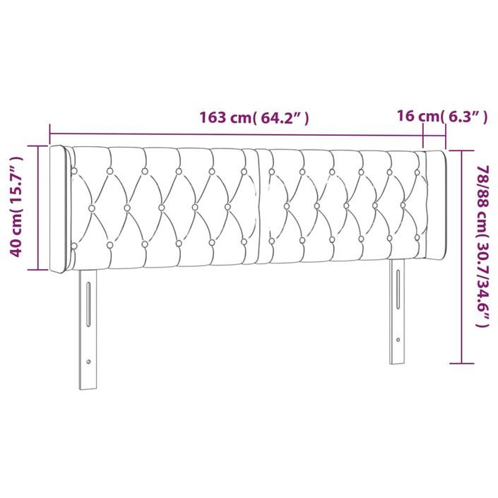 Tête de lit avec oreilles Crème 163x16x78/88 cm Tissu - Photo n°9