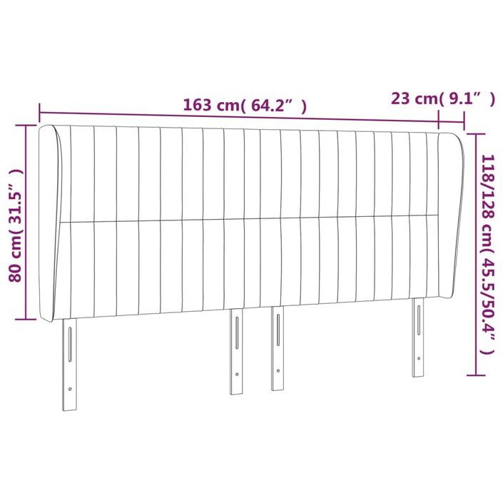 Tête de lit avec oreilles Crème 163x23x118/128 cm Tissu - Photo n°9