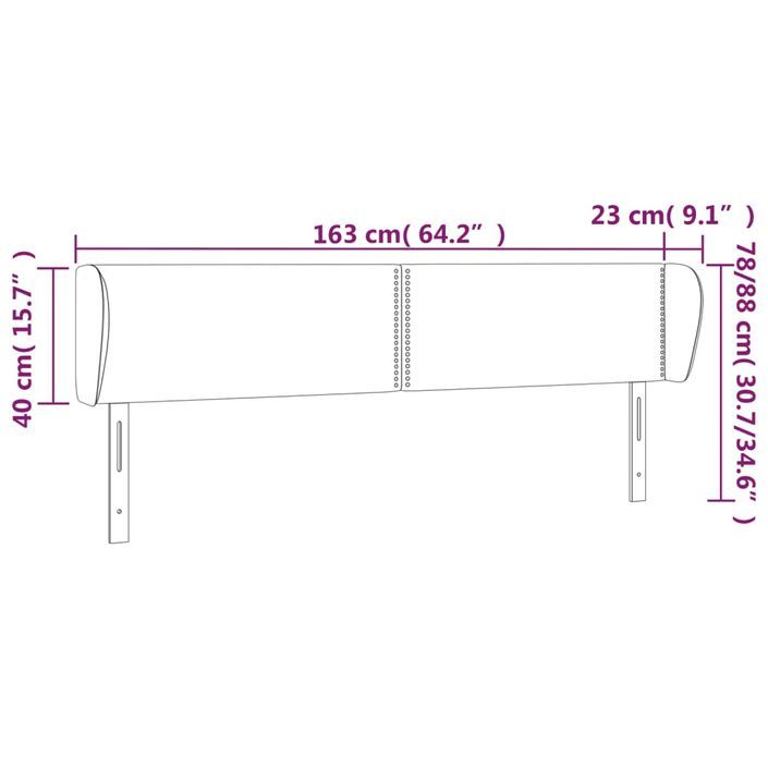 Tête de lit avec oreilles Crème 163x23x78/88 cm Tissu - Photo n°9