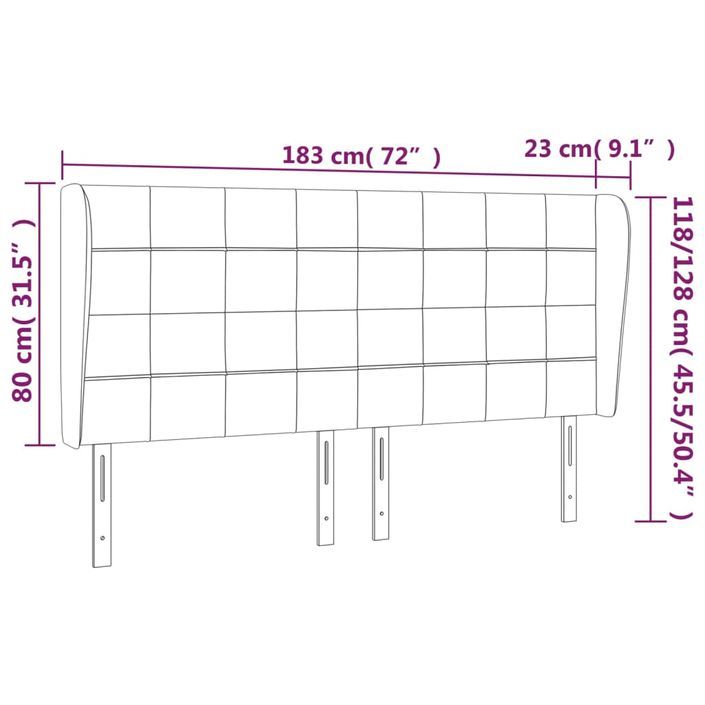 Tête de lit avec oreilles Crème 183x23x118/128 cm Tissu - Photo n°9