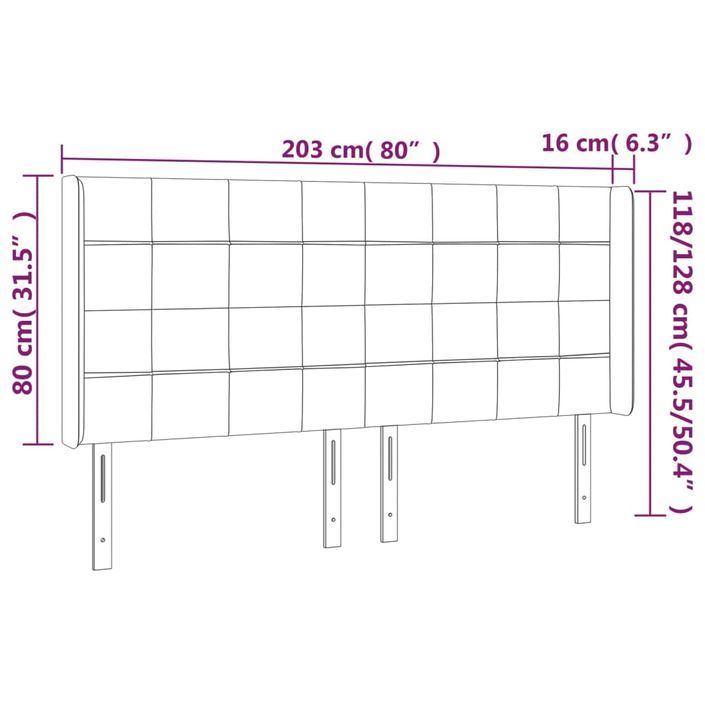 Tête de lit avec oreilles Crème 203x16x118/128 cm Tissu - Photo n°9