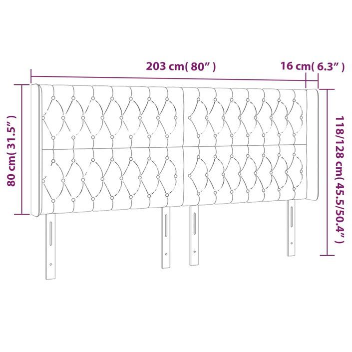 Tête de lit avec oreilles Crème 203x16x118/128 cm Tissu - Photo n°9