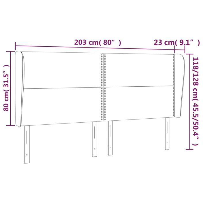 Tête de lit avec oreilles Crème 203x23x118/128 cm Tissu - Photo n°9