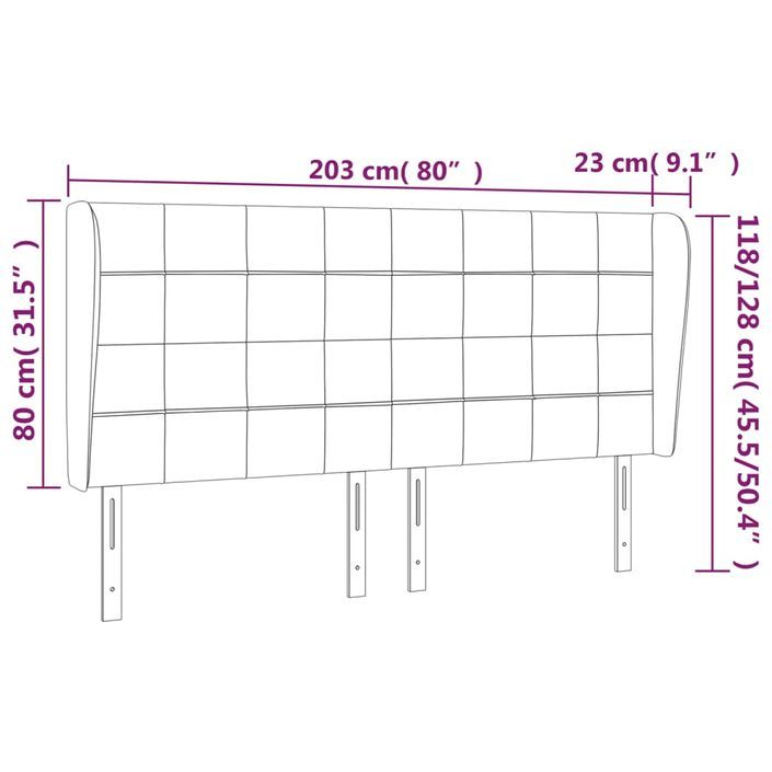 Tête de lit avec oreilles Crème 203x23x118/128 cm Tissu - Photo n°9