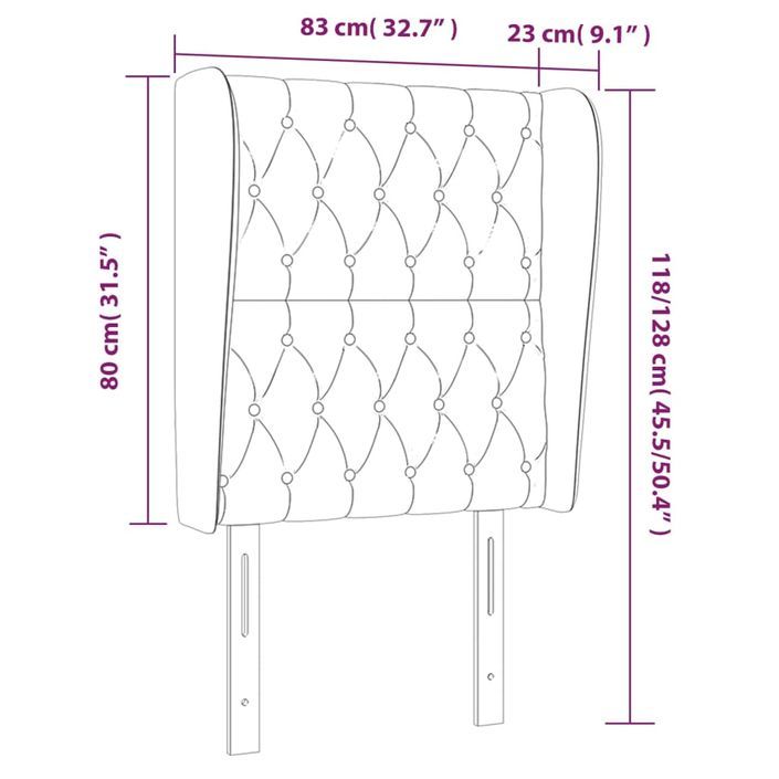 Tête de lit avec oreilles Crème 83x23x118/128 cm Tissu - Photo n°9