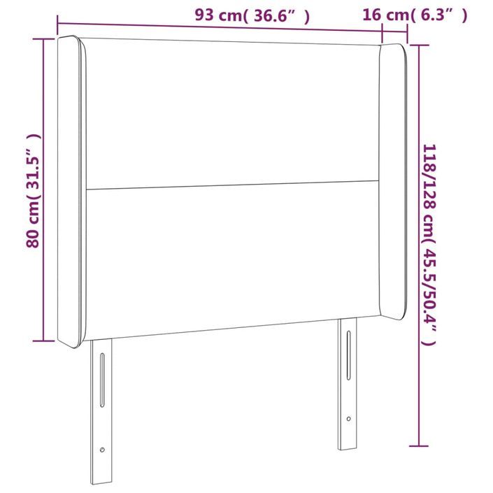 Tête de lit avec oreilles Crème 93x16x118/128 cm Tissu - Photo n°9