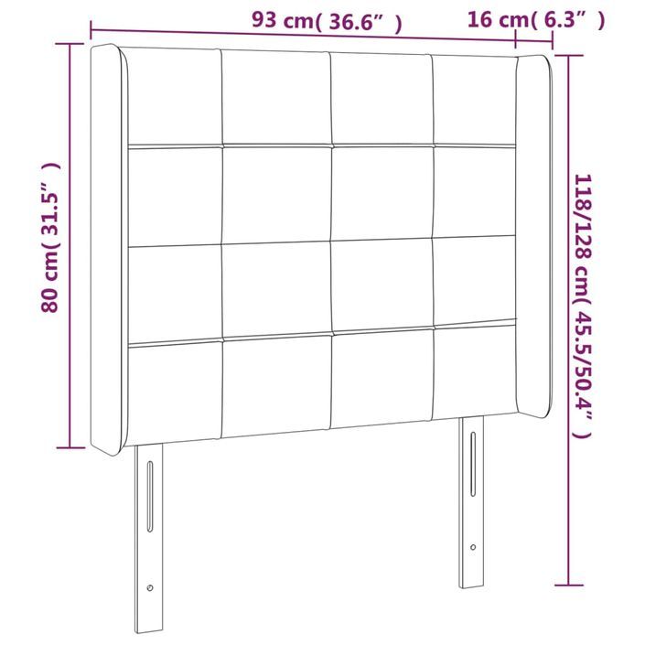 Tête de lit avec oreilles Crème 93x16x118/128 cm Tissu - Photo n°9