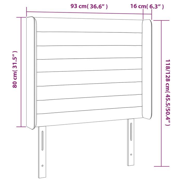 Tête de lit avec oreilles Crème 93x16x118/128 cm Tissu - Photo n°9