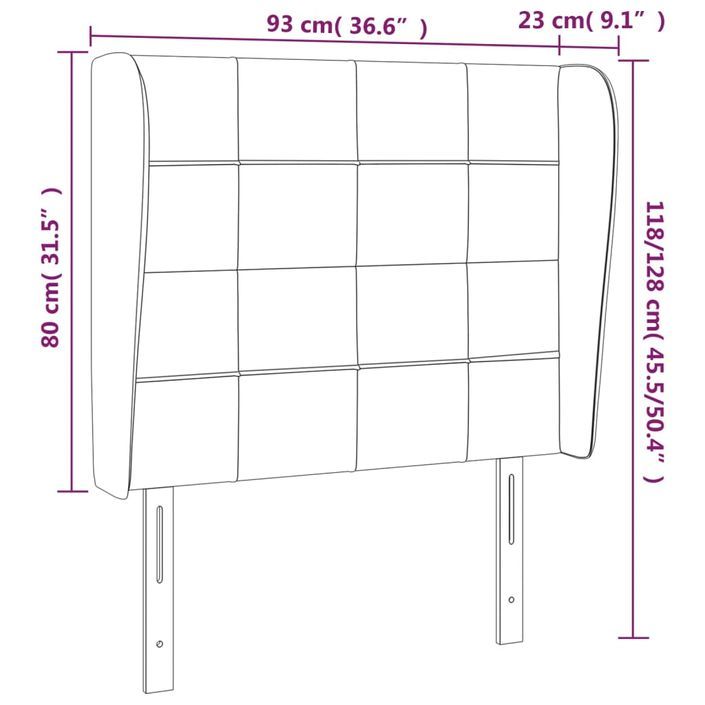 Tête de lit avec oreilles Crème 93x23x118/128 cm Tissu - Photo n°9