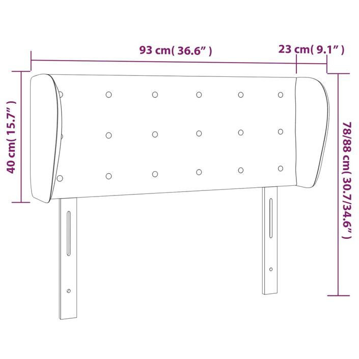 Tête de lit avec oreilles Crème 93x23x78/88 cm Tissu - Photo n°9