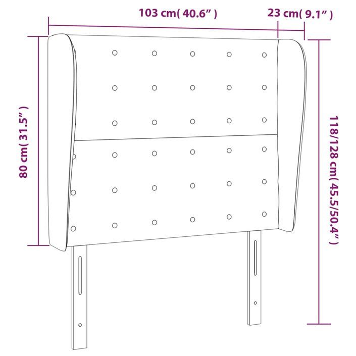 Tête de lit avec oreilles Gris 103x23x118/128 cm Similicuir - Photo n°9