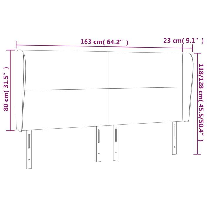 Tête de lit avec oreilles Gris 163x23x118/128 cm Similicuir - Photo n°9