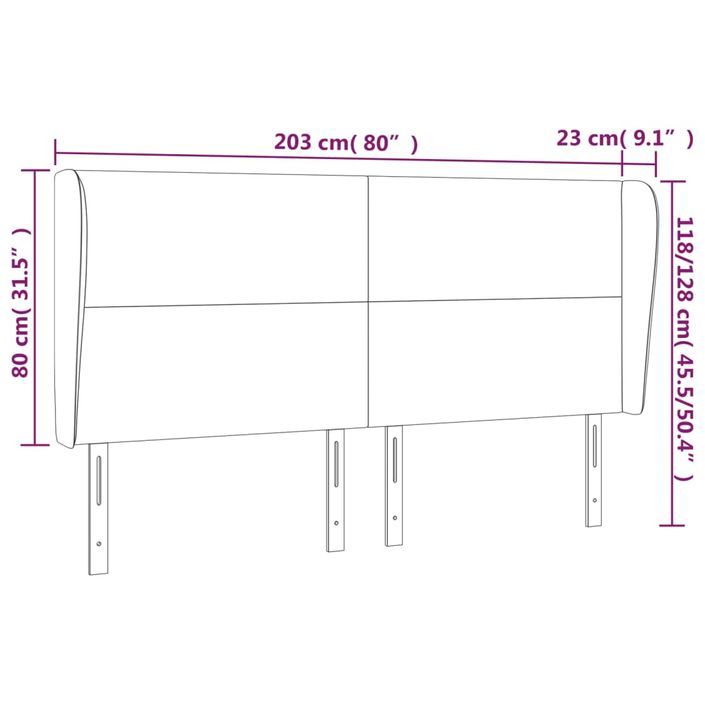 Tête de lit avec oreilles Gris 203x23x118/128 cm Similicuir - Photo n°9