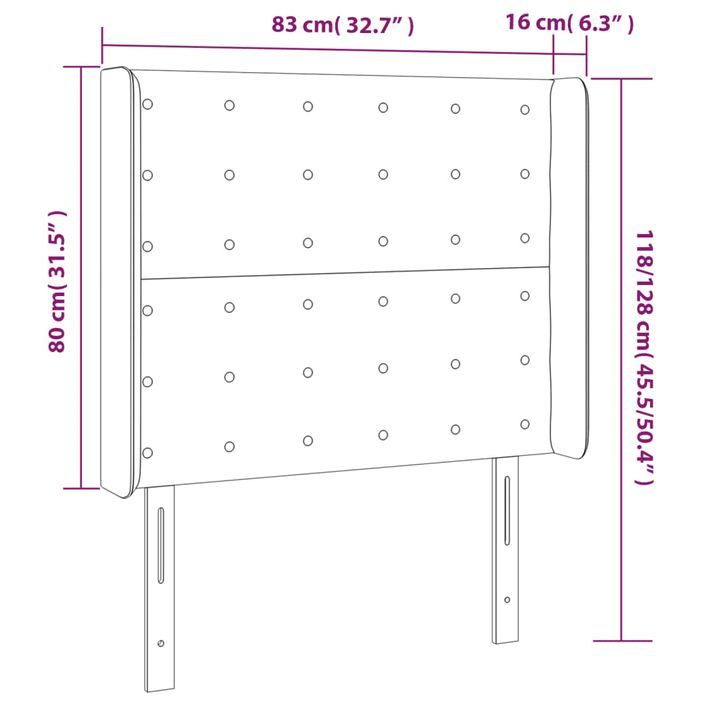 Tête de lit avec oreilles Gris 83x16x118/128 cm Similicuir - Photo n°9