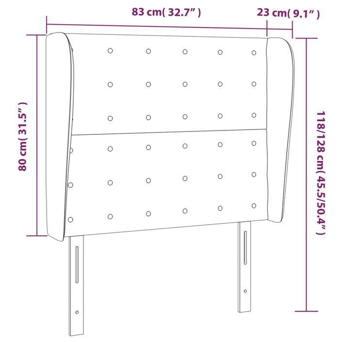 Tête de lit avec oreilles Gris 83x23x118/128 cm Similicuir - Photo n°9