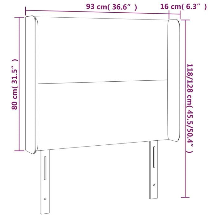 Tête de lit avec oreilles Gris 93x16x118/128 cm Similicuir - Photo n°9