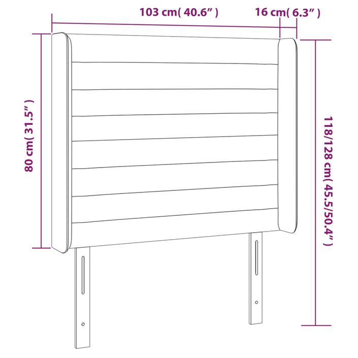 Tête de lit avec oreilles Gris clair 103x16x118/128 cm Tissu - Photo n°9