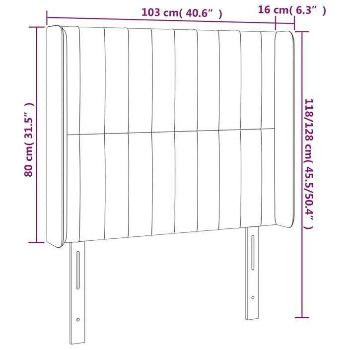 Tête de lit avec oreilles Gris clair 103x16x118/128 cm Tissu - Photo n°9