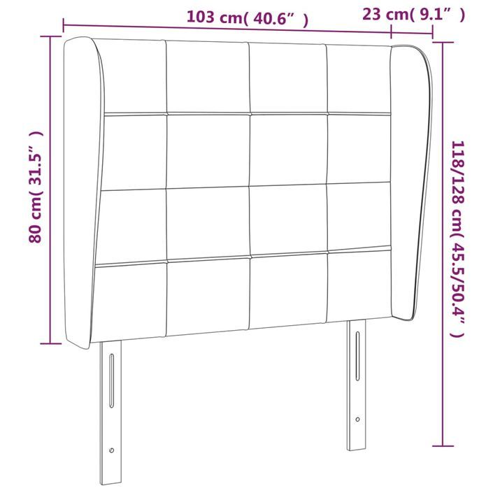 Tête de lit avec oreilles Gris clair 103x23x118/128 cm Tissu - Photo n°9