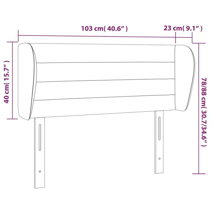 Tête de lit avec oreilles Gris clair 103x23x78/88 cm Tissu - Photo n°9