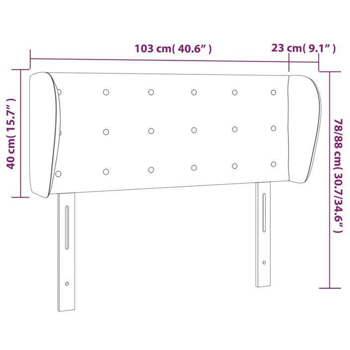 Tête de lit avec oreilles Gris clair 103x23x78/88 cm Tissu - Photo n°9