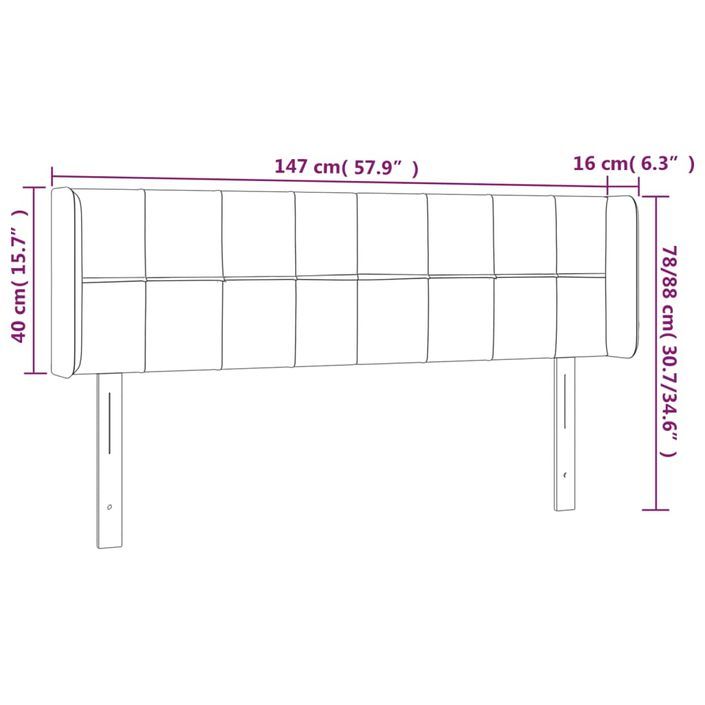 Tête de lit avec oreilles Gris clair 147x16x78/88 cm Tissu - Photo n°9