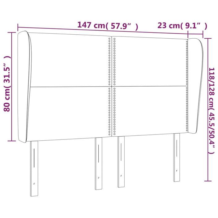 Tête de lit avec oreilles Gris clair 147x23x118/128 cm Tissu - Photo n°9