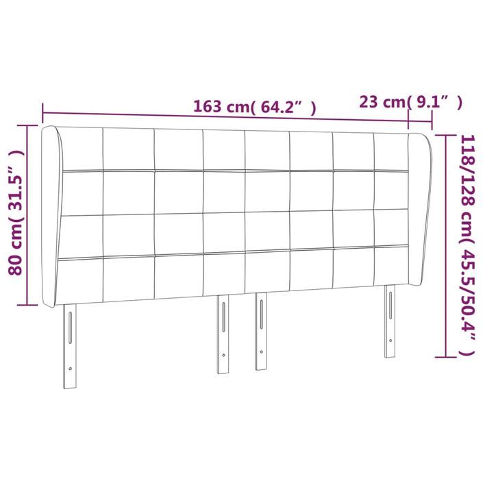 Tête de lit avec oreilles Gris clair 163x23x118/128 cm Tissu - Photo n°9