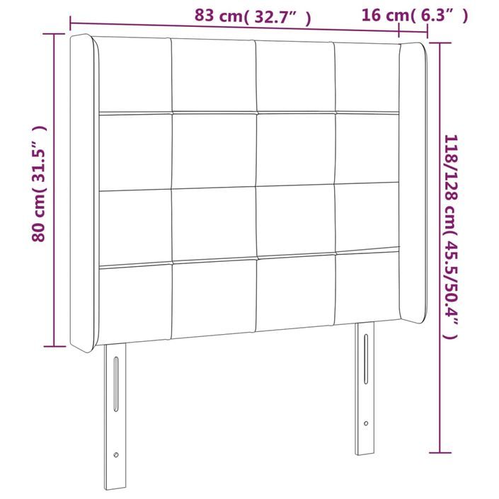 Tête de lit avec oreilles Gris clair 83x16x118/128 cm Tissu - Photo n°9