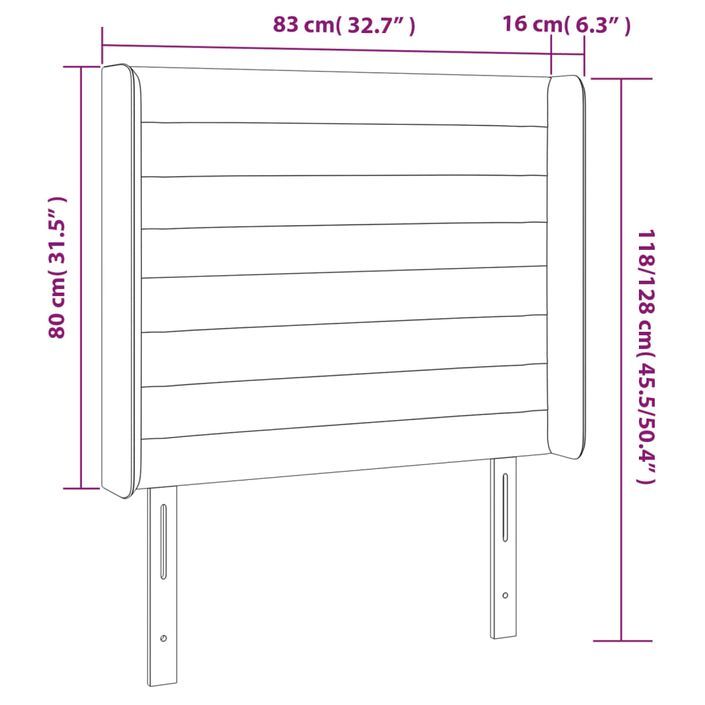 Tête de lit avec oreilles Gris clair 83x16x118/128 cm Tissu - Photo n°9