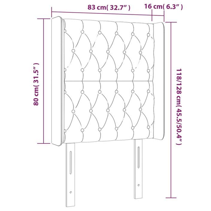 Tête de lit avec oreilles Gris clair 83x16x118/128 cm Tissu - Photo n°9