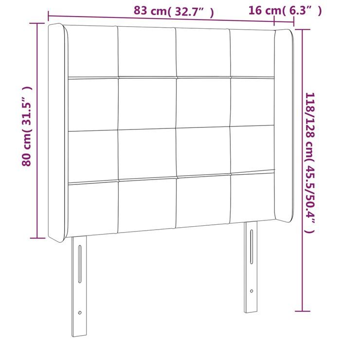 Tête de lit avec oreilles Gris clair 83x16x118/128 cm Velours - Photo n°9