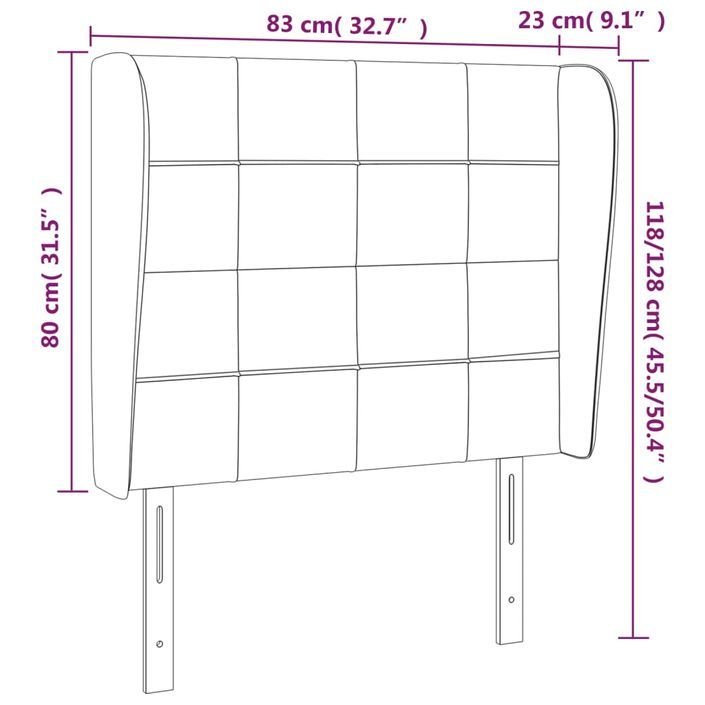 Tête de lit avec oreilles Gris clair 83x23x118/128 cm Velours - Photo n°9