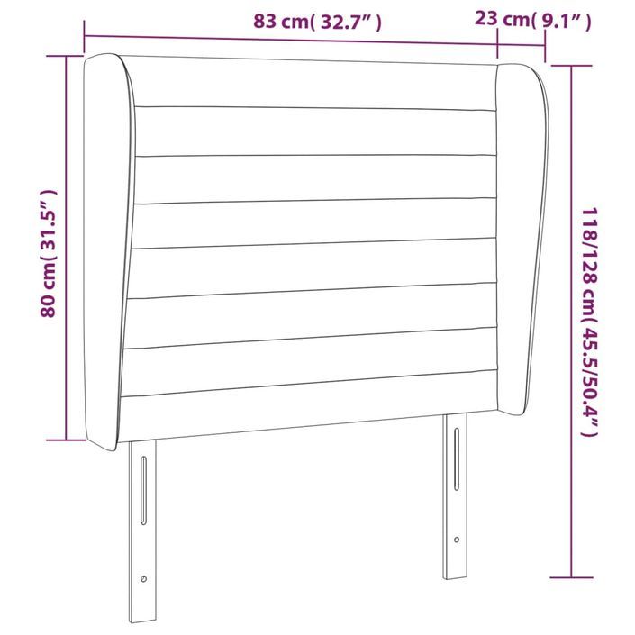 Tête de lit avec oreilles Gris clair 83x23x118/128 cm Velours - Photo n°9