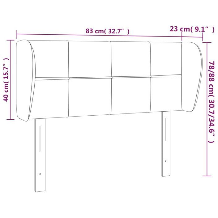 Tête de lit avec oreilles Gris clair 83x23x78/88 cm Tissu - Photo n°9