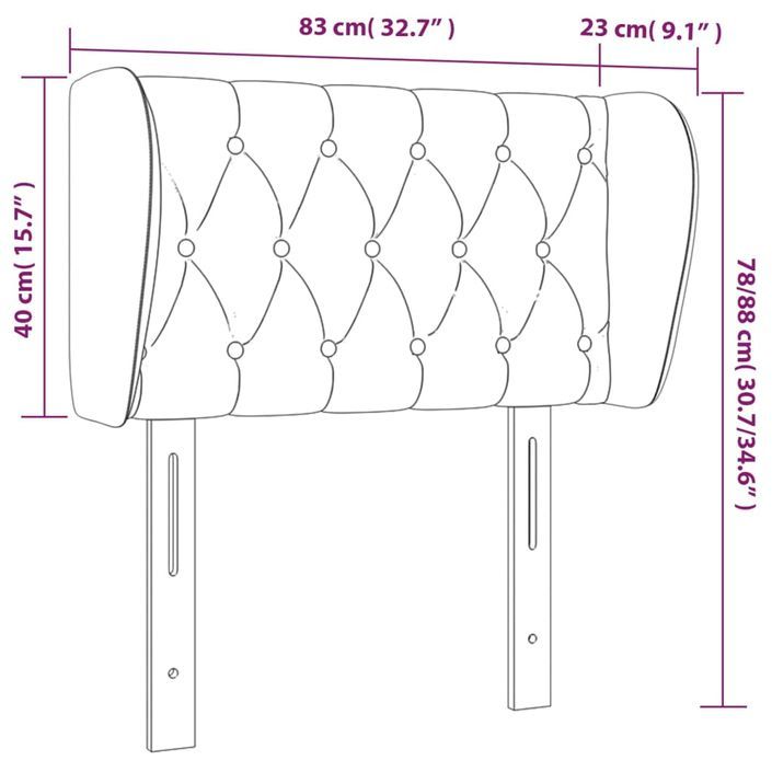 Tête de lit avec oreilles Gris clair 83x23x78/88 cm Tissu - Photo n°9