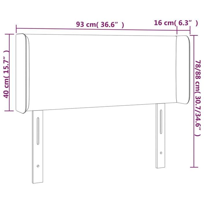 Tête de lit avec oreilles Gris clair 93x16x78/88 cm Tissu - Photo n°9