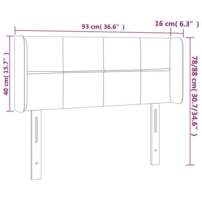 Tête de lit avec oreilles Gris clair 93x16x78/88 cm Tissu - Photo n°9